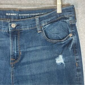 Old Navy Mid-Rise Boyfriend Straight Regular Distressed Patchwork Jeans-Women 12